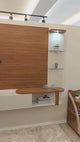 Panel de TV Luxury Pino y Blanco Hueso 200x147cm Para TV Hasta 65 Pulgadas con Dos Cajones y con Ranuras para Cables