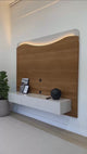 Panel de TV Vivaldi Café Claro y Beige Neutral 200x168cm para TV Hasta 75" Pulgadas con Tres Cajones y con Ranura para Cables