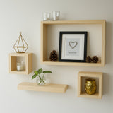 Set de 4 Repisas Ambar 30x40cm Madera Pino - Repisas y Percheros | Bylmo