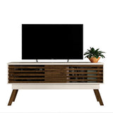 Rack Frizz Blanco y Cafe 150 cm con Dos Puertas - Muebles para TV | Bylmo