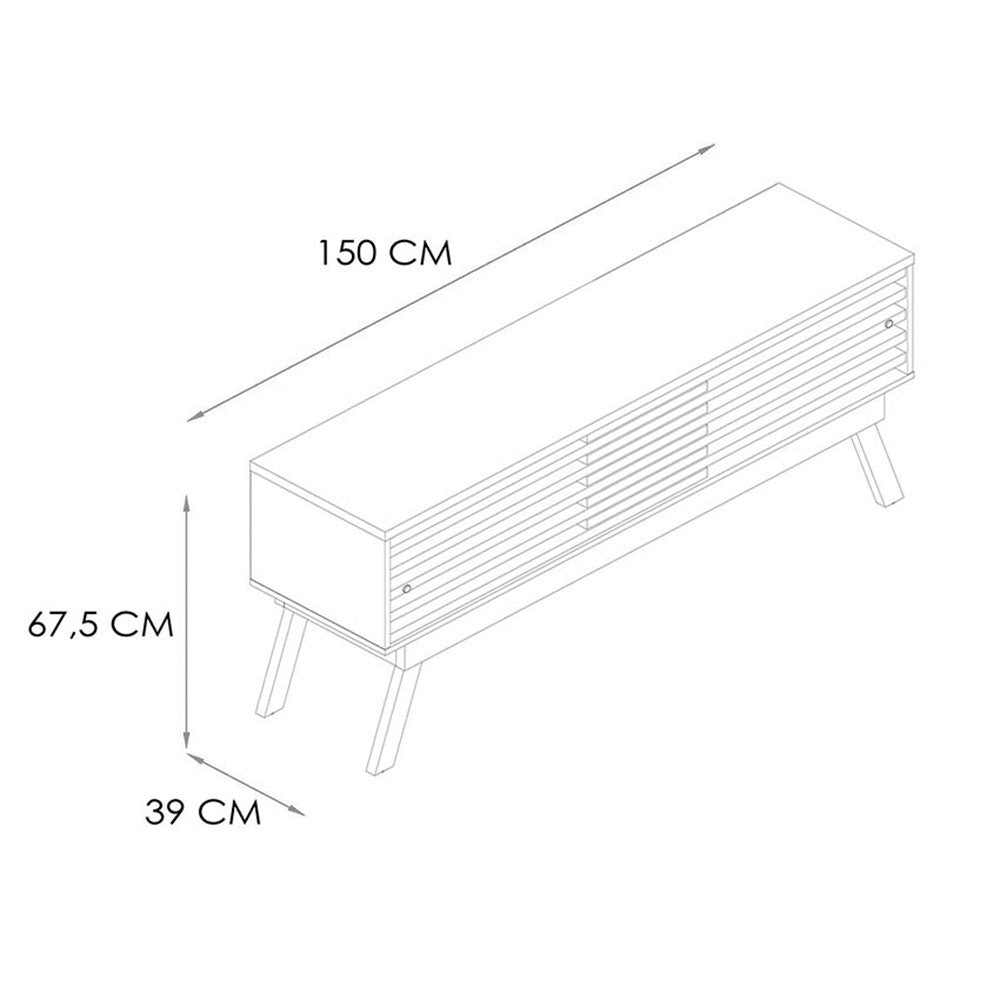 Rack Frizz Cafe y Blanco 150 cm con Dos Puertas - Muebles para TV | Bylmo