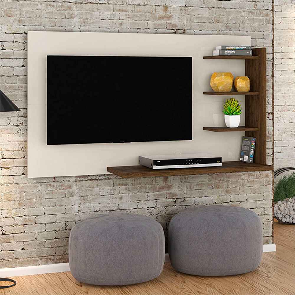 Panel Julia Blanco y Cafe 136 cm - Muebles para TV | Bylmo
