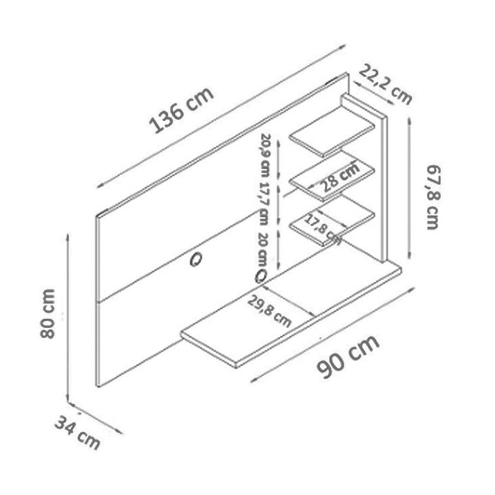 Panel Julia Cafe y Blanco 136 cm - Muebles para TV | Bylmo