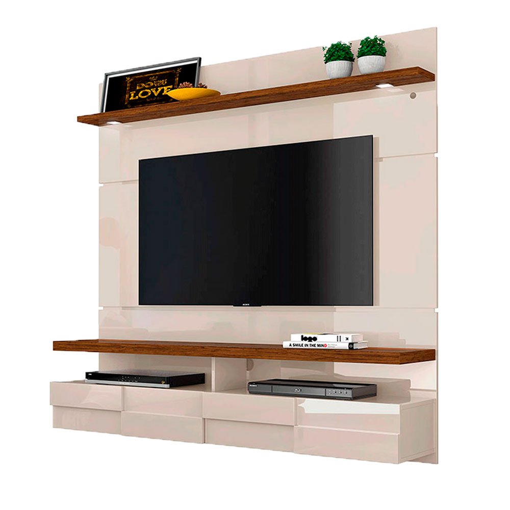 Panel Lana Blanco y Savana 182 cm con Luz Led - Muebles para TV | Bylmo