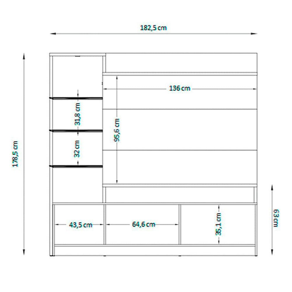 Centro de Entretenimiento Frizz Blanco y Cafe 183 cm con Dos Puertas y Entrepaños de Vidrio - Muebles para TV | Bylmo