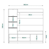 Centro de Entretenimiento Frizz Blanco y Cafe 183 cm con Dos Puertas y Entrepaños de Vidrio - Muebles para TV | Bylmo