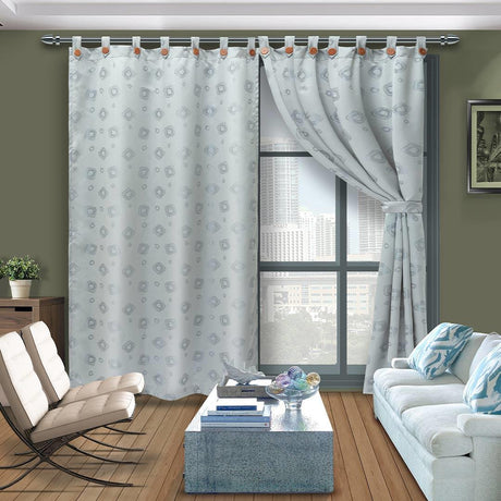 Cortina Yacar Botón Gris 265x215cm de Circulos - Cortinas | Bylmo