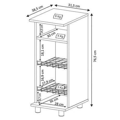 Mueble Auxiliar de Cocina Lisboa Blanco 32x77cm con un Entrepaño y con Tres Comportamientos - Muebles Organizadores | Bylmo
