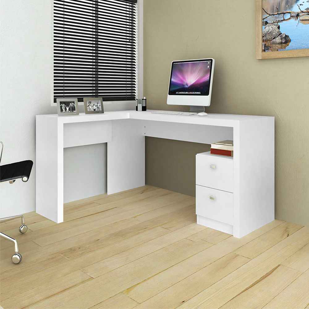 Escritorio en L Athenas Blanco 135 cm con Cajones - Escritorios y Archivadores | Bylmo