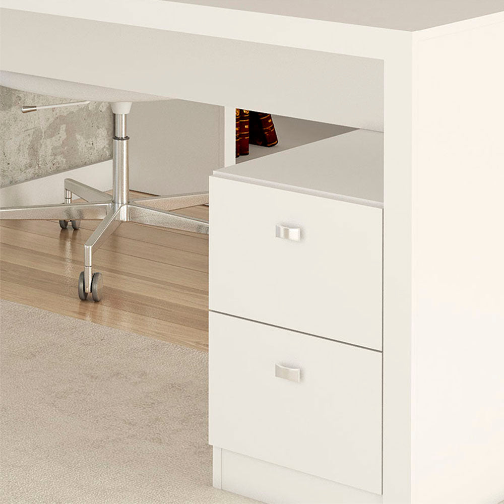 Escritorio en L Athenas Blanco 135 cm con Cajones - Escritorios y Archivadores | Bylmo