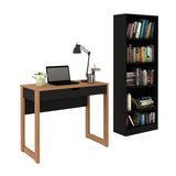 Combo Escritorio y Biblioteca Ámsterdam Negro 90 cm con Cajón y Entrepaños - Escritorios y Archivadores | Bylmo