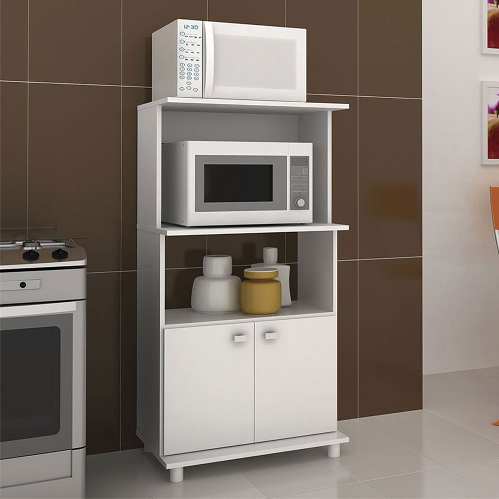 Mueble Auxiliar de Cocina Victoria Blanco 61x116cm con Dos Entrepaños y con Tres Comportamientos - Muebles Organizadores | Bylmo