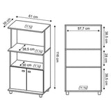 Mueble Auxiliar de Cocina Victoria Blanco 61x116cm con Dos Entrepaños y con Tres Comportamientos - Muebles Organizadores | Bylmo