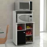 Mueble Auxiliar Burgos Blanco y Negro 68 cm con Una Puerta y Entrepaños - Muebles Organizadores | Bylmo