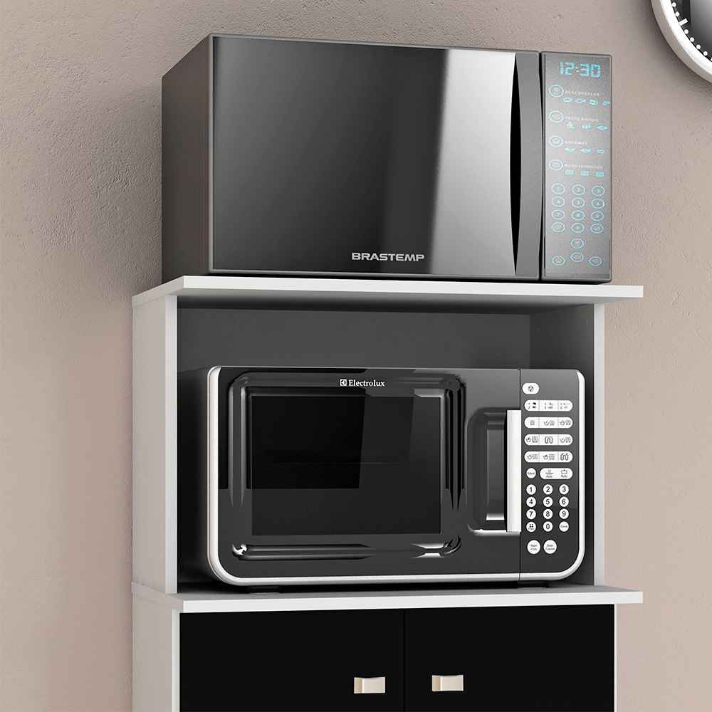 Mueble Auxiliar Almería Blanco y Negro 61 cm con Dos Puertas y Entrepaño - Muebles Organizadores | Bylmo