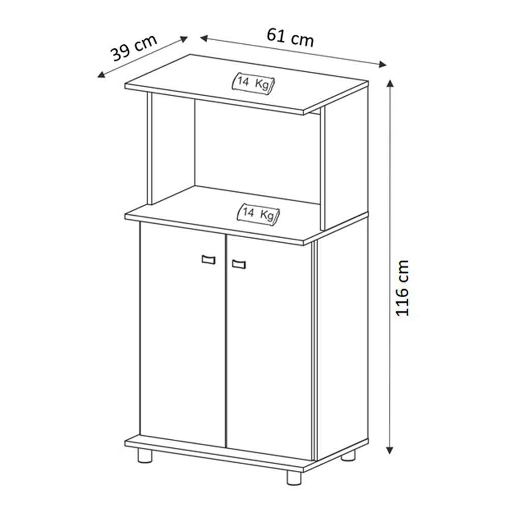 Mueble Auxiliar Almería Blanco y Negro 61 cm con Dos Puertas y Entrepaño - Muebles Organizadores | Bylmo