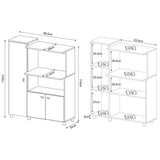 Mueble Auxiliar de Cocina Segovia Blanco 96.5x119cm con Cinco Entrepaños y con Seis Comportamientos - Muebles Organizadores | Bylmo