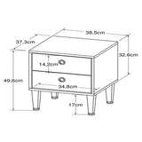Mesa de Noche Tokio Blanco 39 cm con Dos Cajones - Mesas de Noche | Bylmo