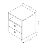 Mesa de Noche Melilla Blanco 38 cm con Dos Cajones - Mesas de Noche | Bylmo