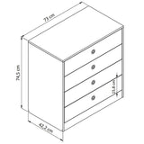 Cómoda Vicente Blanco 73 cm con Cuatro Cajones - Cajoneras | Bylmo