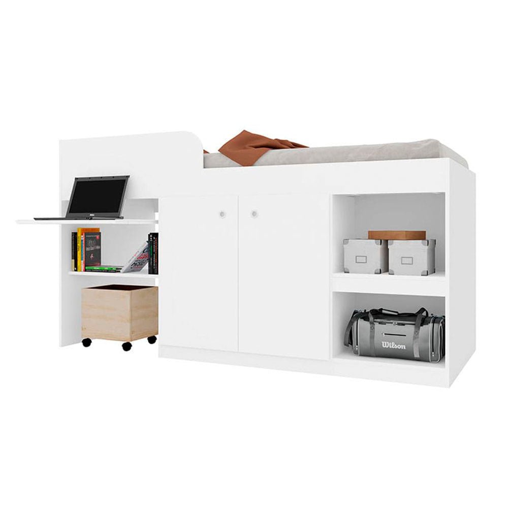 Cama Juvenil Sencilla 90 cm Blanco Multifuncional - Camas | Bylmo