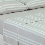Juego de Sabanas Poliéster Doble 140 cm Beige con Líneas - Ropa de Cama | Bylmo
