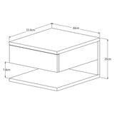 Mesa de Noche Flotante Roma Blanco Apagado y Natural 30x20cm sin Cajones - Mesas de Noche | Bylmo