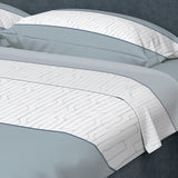 Juego de Sabanas Algodón 250 Hilos King 200 cm Azul con Líneas Grises - Ropa de Cama | Bylmo