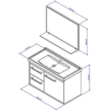Mueble Salvatore Savana y Blanco 63 cm con Espejo, Una Puerta y Dos Cajones - Gabinetes | Bylmo