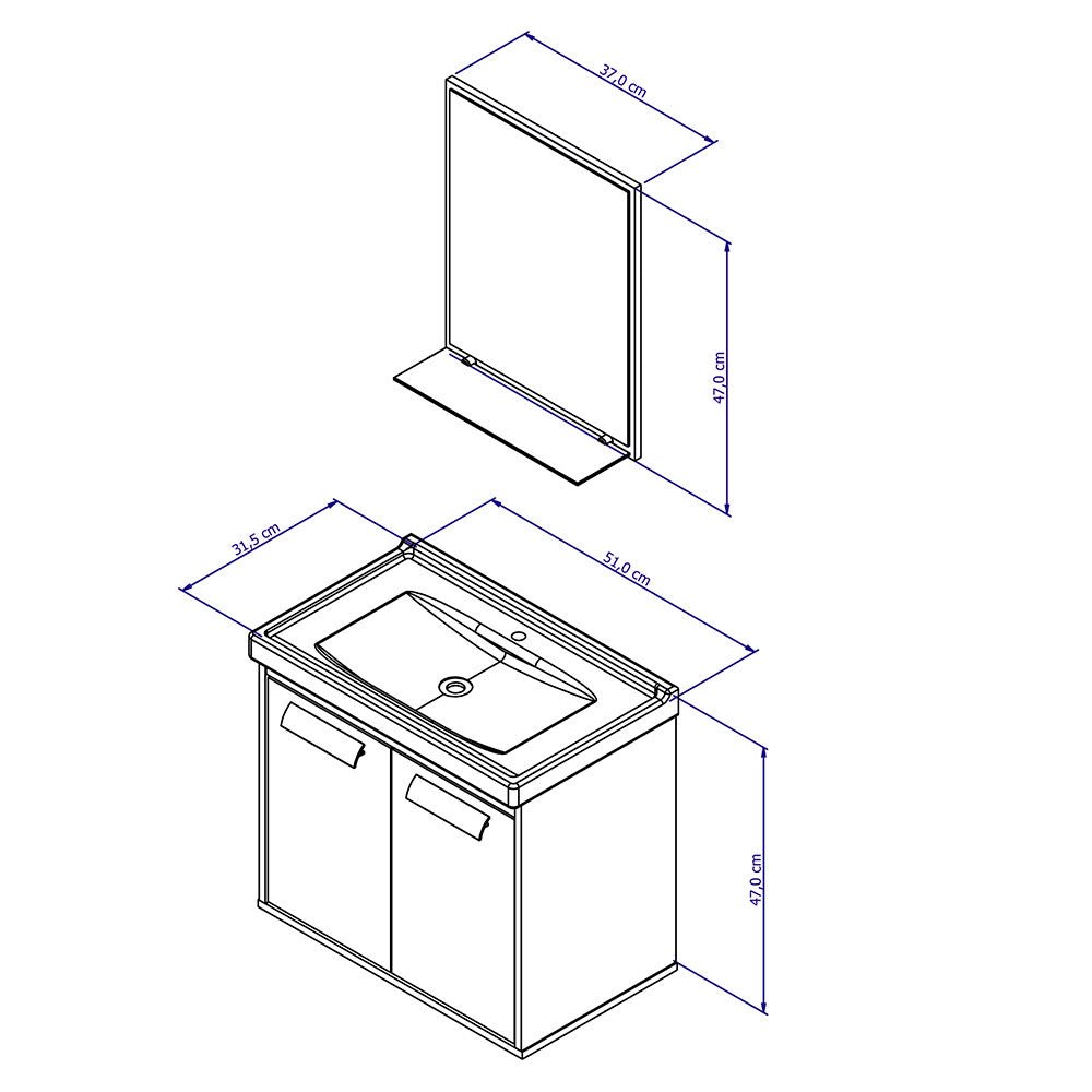 Mueble Gales Blanco y Almendra 51 cm con Dos Puertas - Gabinetes | Bylmo