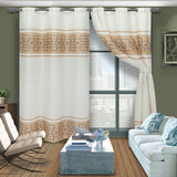 Cortina de Argolla Lona Cafe de Cuadros y Rombos 265 cm - Cortinas | Bylmo