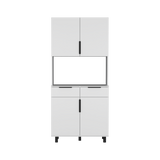 Alacena Oshawa 90 x 197 Blanco 4 Puertas y Espacio Microondas
