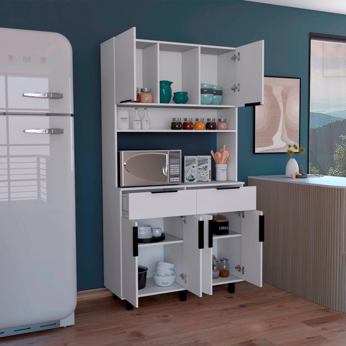 Alacena Oshawa 2m Blanco Diseño moderno fácil armado