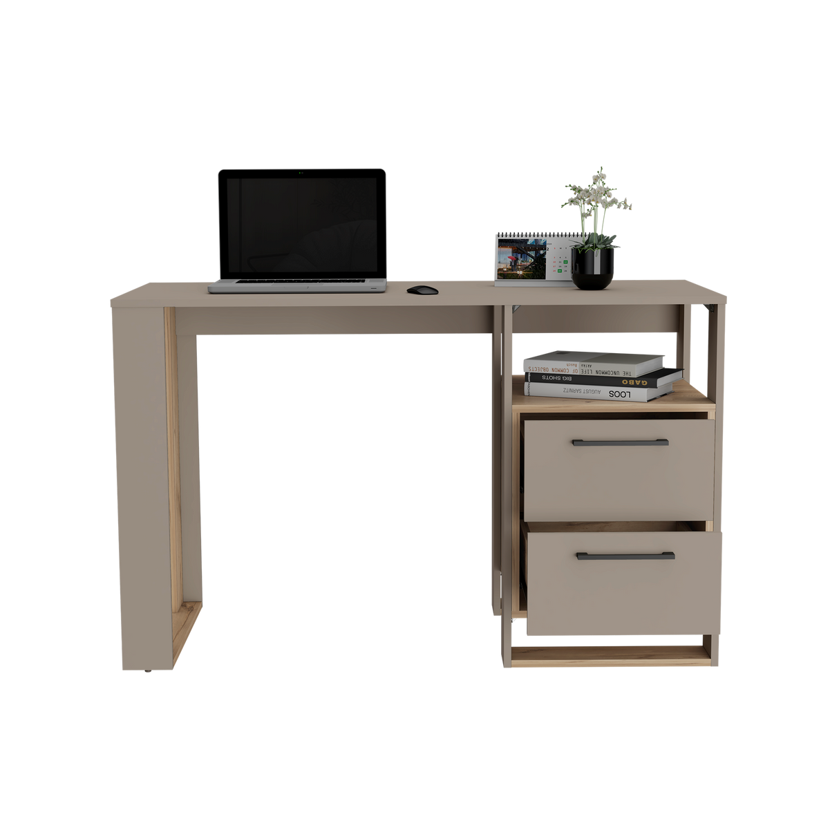 Escritorio Verlot 120x52cm 2 cajones color Taupe cent. de computo