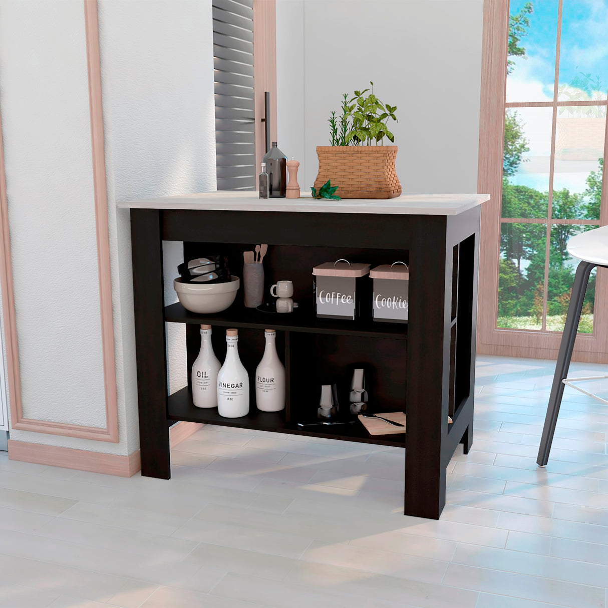 Isla de Cocina Cala 70x103 Wengue Ibiza 2 Entrepaños Moderna