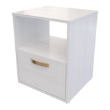 Mesa de Noche Bolton 45x40.2 Blanco Moderna con 1 Cajón - Mesas de Noche | Bylmo