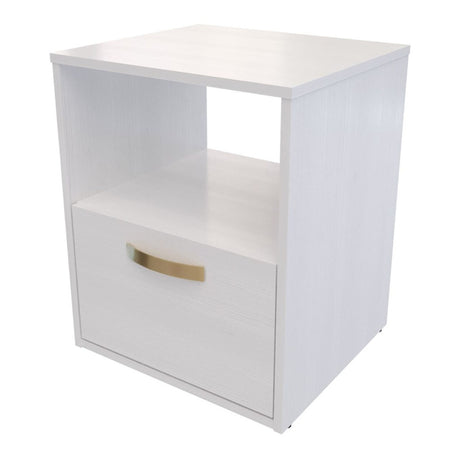Mesa de Noche Bolton 45x40.2 Blanco Moderna con 1 Cajón - Mesas de Noche | Bylmo