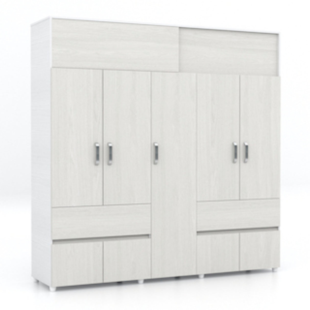 Closet Bari 200 Cm Niebla 2 Cajones 6 Entrepaños Moderno
