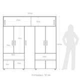 Closet Bari 200 Cm Niebla 2 Cajones 6 Entrepaños Moderno