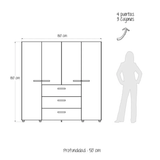 Closet Saga Niebla 180x180 Cm 4 Puertas 3 Cajones Moderno - Closets | Bylmo