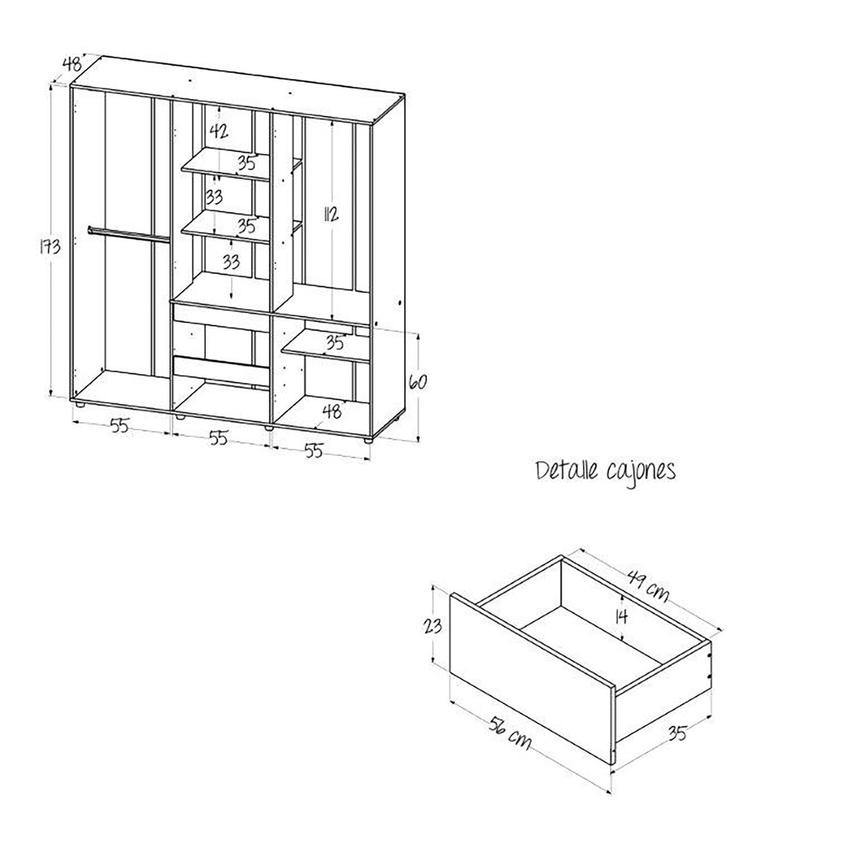 Closet Eli Organizador 170cmx180cm Niebla con 7 Entrepaños - Closets | Bylmo