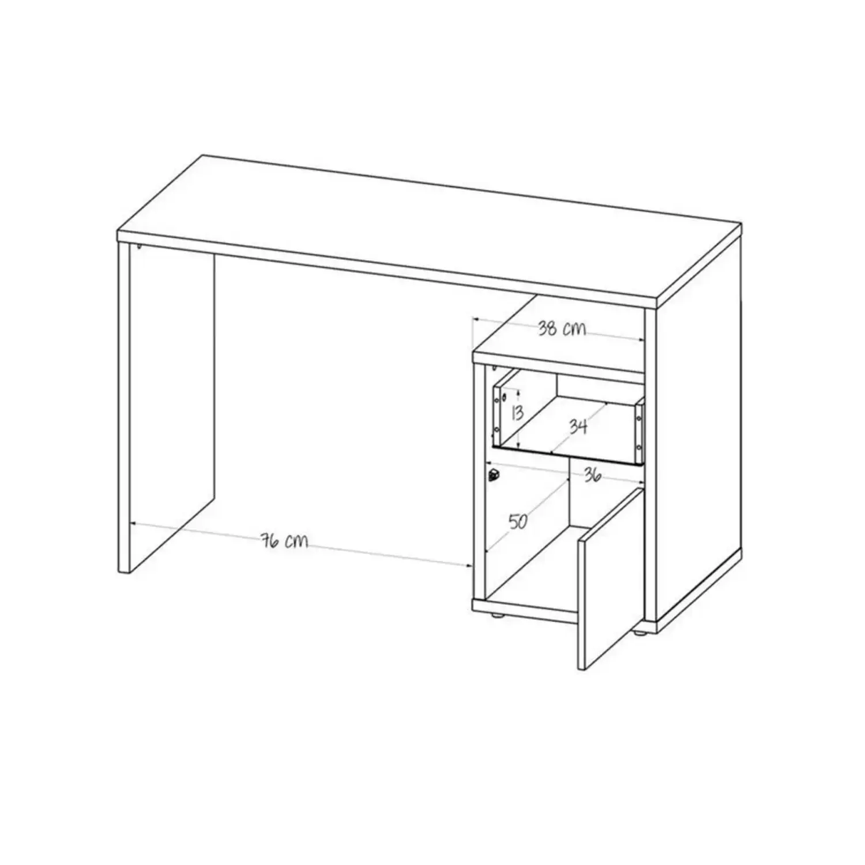Escritorio Adda 120x50 Blanco Moderno con 1 Cajón