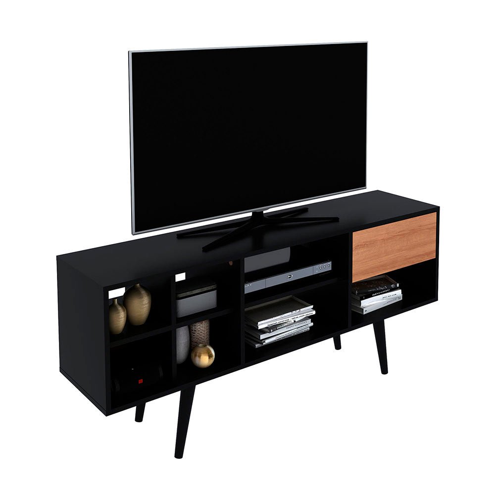 Rack Chile Negro y Almendra 136 cm con Un Cajón - Muebles para TV | Bylmo