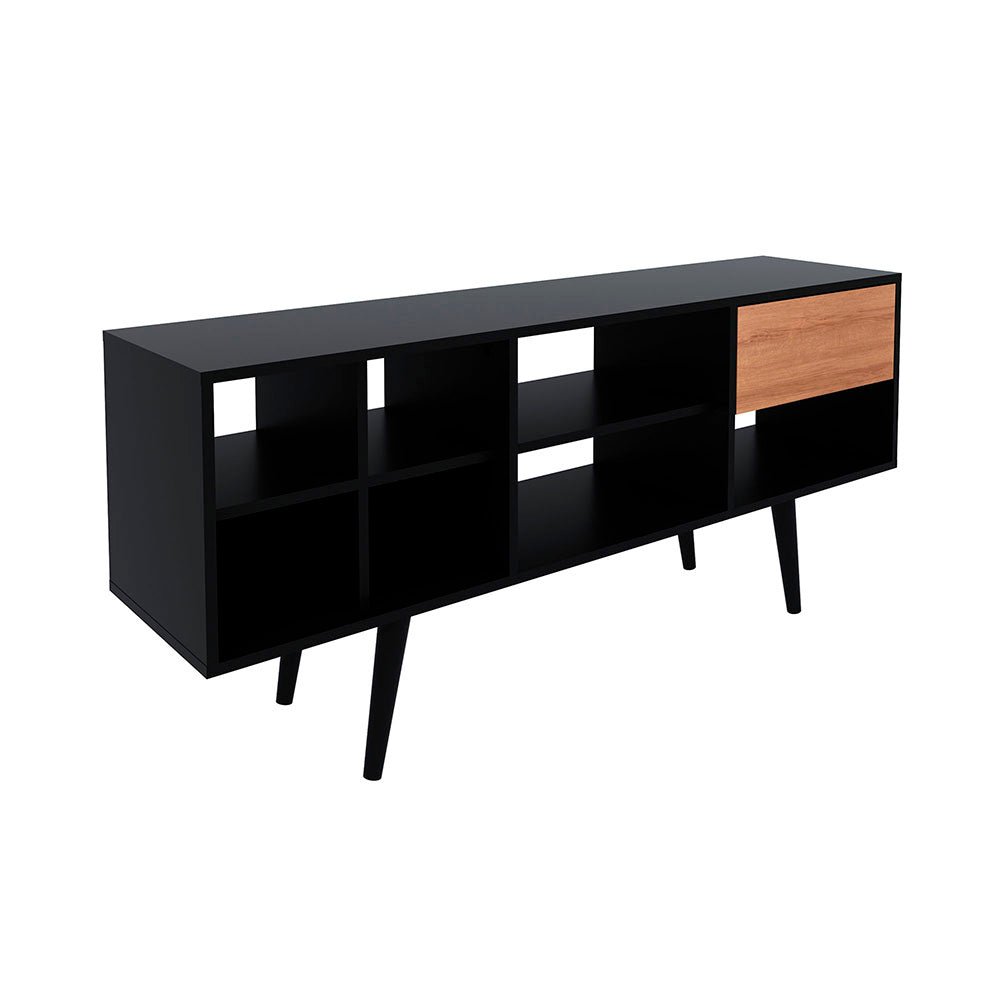 Rack Chile Negro y Almendra 136 cm con Un Cajón - Muebles para TV | Bylmo