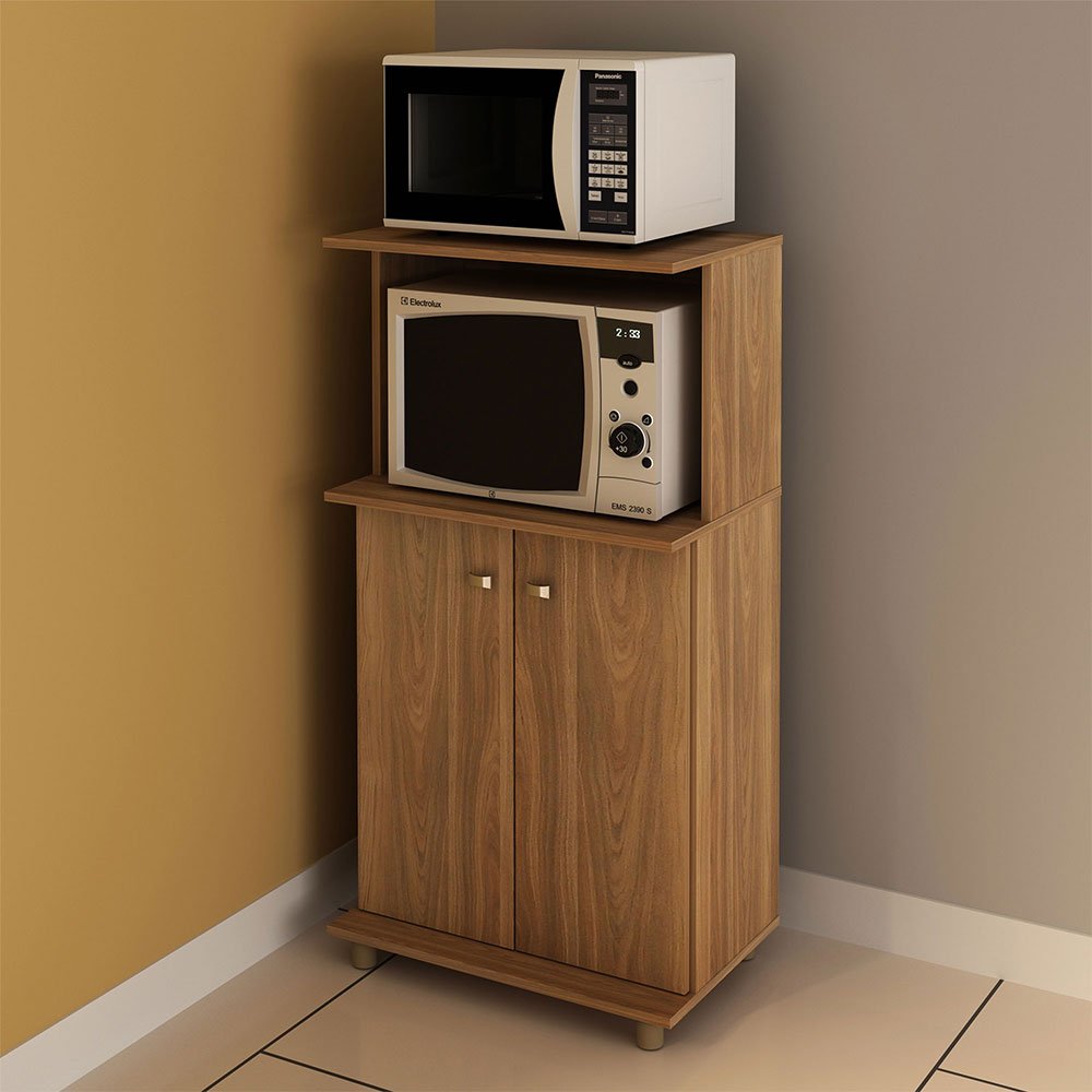 Mueble Auxiliar Almería Cafe 61 cm con Dos Puertas y Entrepaño - Muebles Organizadores | Bylmo