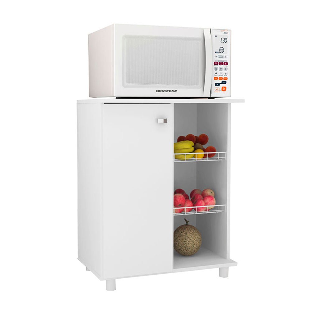 Mueble Auxiliar Praga Blanco 61 cm con Una Puerta y Canasta - Muebles Organizadores | Bylmo