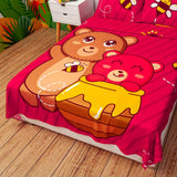 Juego de Sabanas Infantil Microfibra Semidoble 120 cm Fucsia de Osos y Abejas - Ropa de Cama | Bylmo