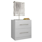 Mesa de Noche Cuba Blanco 40 cm con Dos Cajones - Mesas de Noche | Bylmo