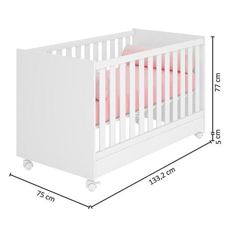Cuna Natal Blanco 133x77cm para Colchón Infantil 70 X 130 Cm con Cabecero - Camas | Bylmo