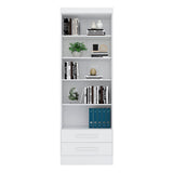 Biblioteca Curitiba Blanco 62x183cm con Cinco Compartimientos y con Dos Cajones - Bibliotecas | Bylmo